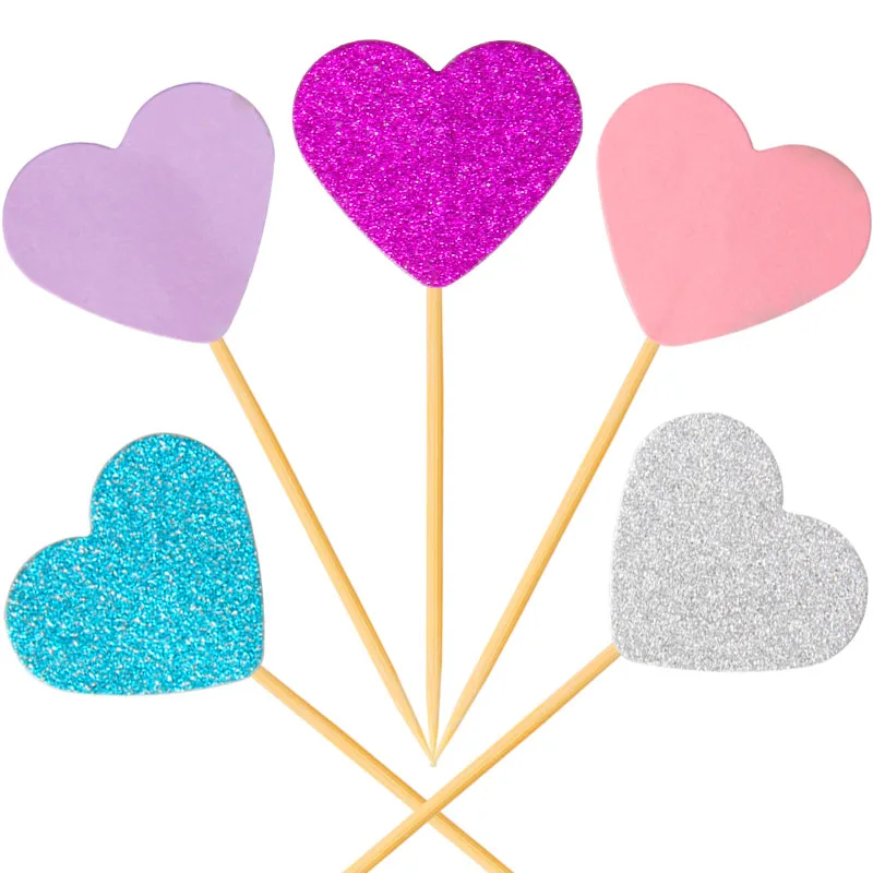 Топперы для капкейков в форме сердца и звезд 20 шт./лот|Товары украшения тортов| |