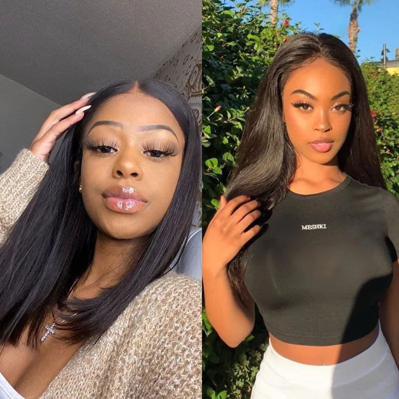 13*1 Синтетические волосы на кружеве парики из натуральных волос прямые