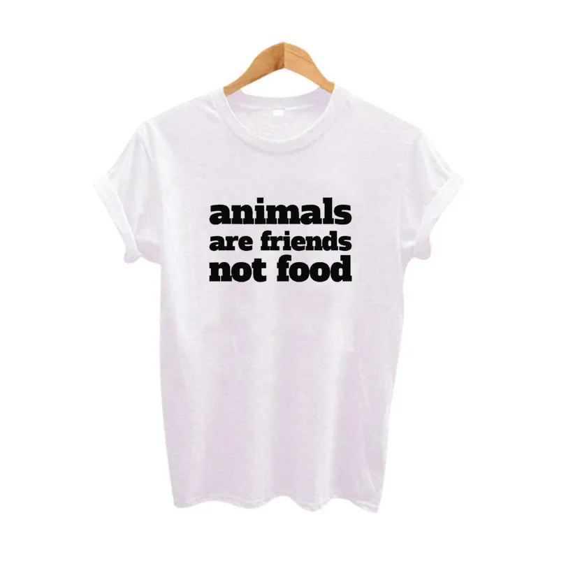 

Casual Fashion Tee Shirt Femme Animals are friends not food t shirt Women Vegan Tshirt Harajuku Slogan T-shirt Tops