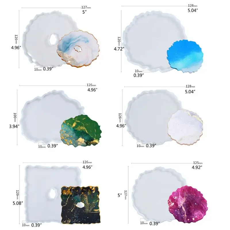 

11Pcs Irregular Round Wave Shape Silicone Geode Coaster Resin Molds for DIY Making Resin Coaster Molds Art Craft Tools