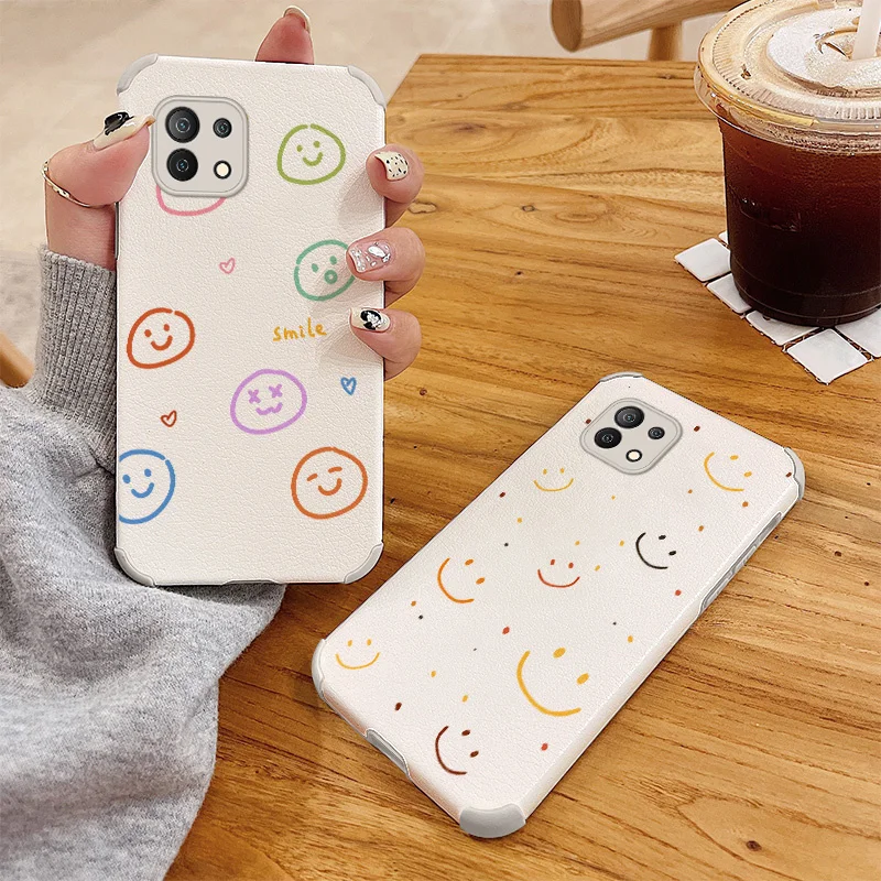 

Happy Smiley Phone Case For Xiaomi Mi 11 11lite 11Ultra 11i 10T 10TPro 10TLite 10 10S lite Pro Poco F2 X2 F3 pro Lambskin Cover