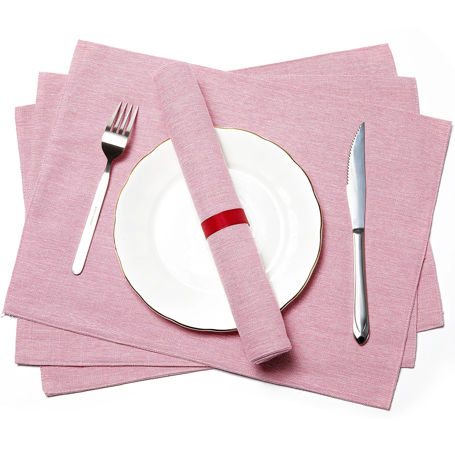 Modern Pink Table Runner + 4 Dining Placemats Tablemats Home Decor Wedding Party Decoration