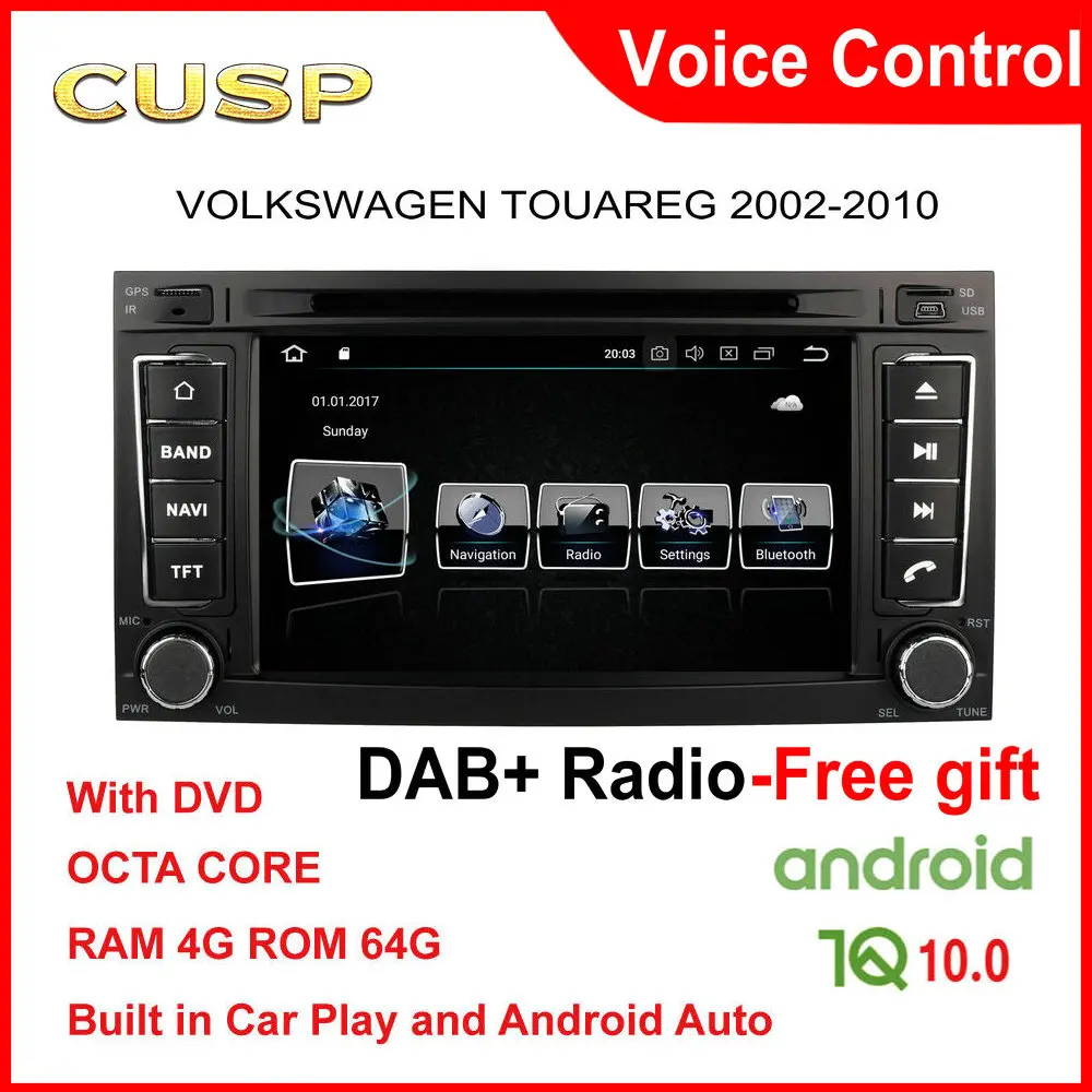 

Android 10 VW Toureg Car DVD with GPS FOR TOUAREG 2002-2010 CUSP CAR STEREO CAR DVD 8 core 4G+64G Car Multimedia NAVI Voice DAB+