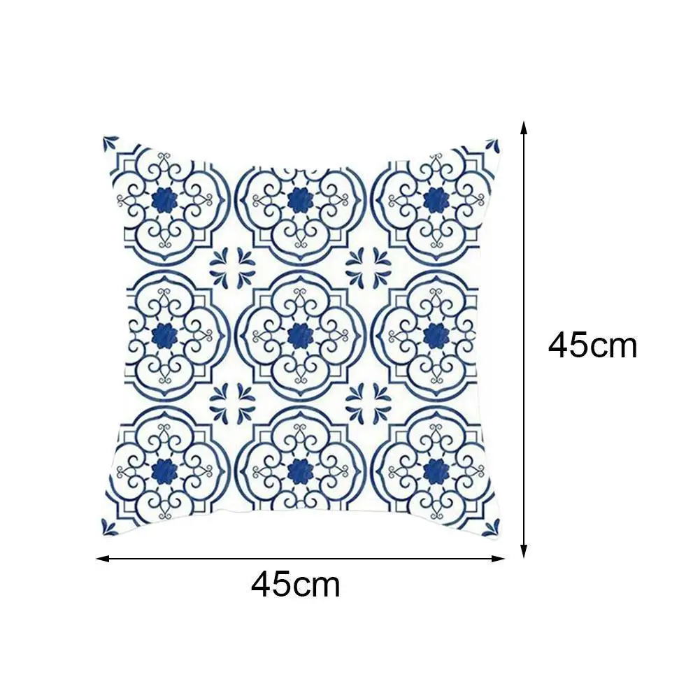 

Retro Pillowcase Blue Pattern Sofa Pillowcase Single-sided Skin Modern Home Peach 45*45CM Decoration C2G4