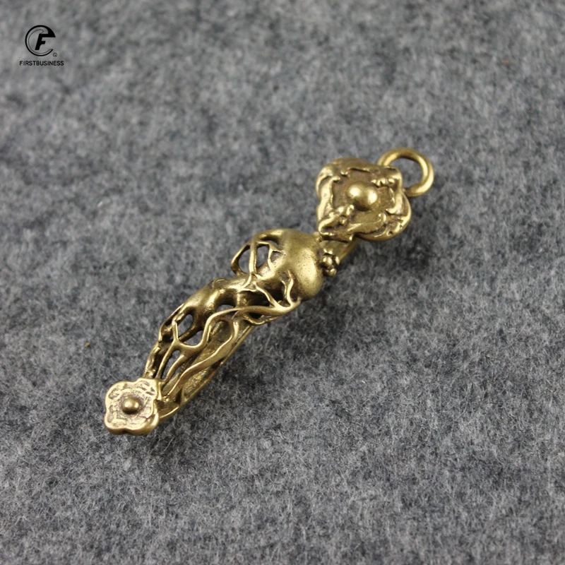 Твердая медь женьшень Ruyi скульптура украшения Ретро латунь богатство фэн шуй