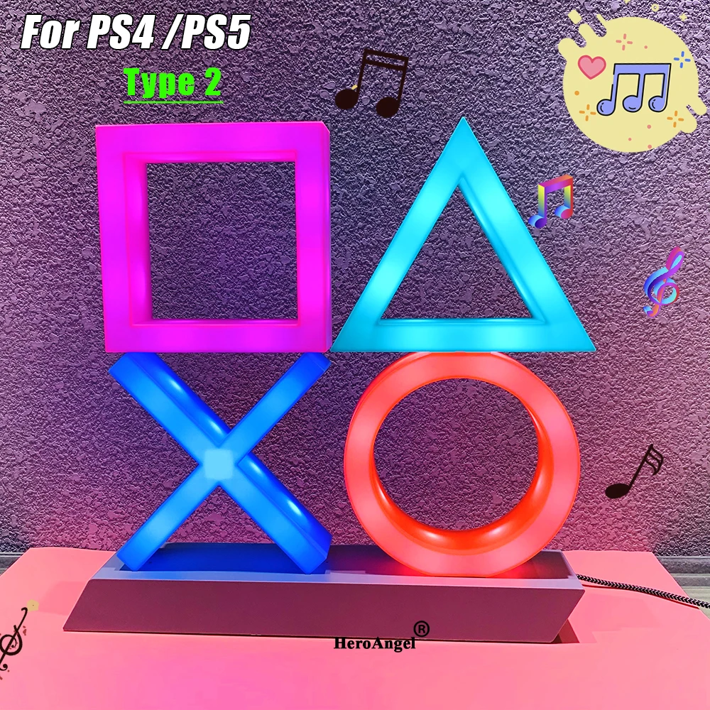 Светодиодная лампа-значок для PS4/PS5 Звуковое управление декоративная лампа