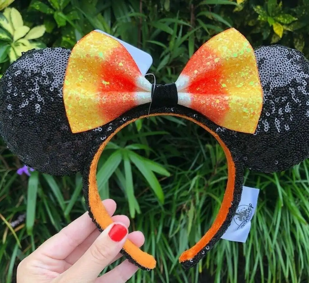 Disney Хэллоуин конфеты кукуруза уши Минни Маус с бантом повязка на голову