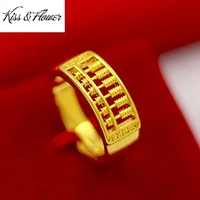 kissflower ri35 2022 fine jewelry wholesale fashion woman man birthday wedding gift abacus 24kt gold exquisite resizable ring