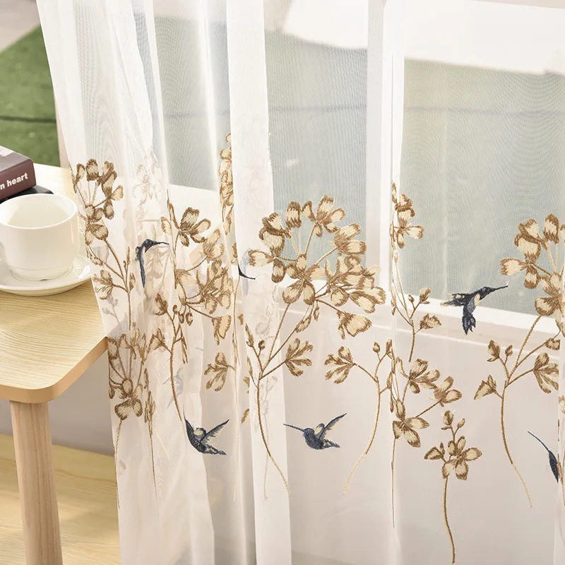 Bird Embroidered Tulle Curtains for Bedroom Room Chinese Elegant Swallow Lace Wave Bottom Balcony Window Tenda Drapes zh316D | Дом и сад
