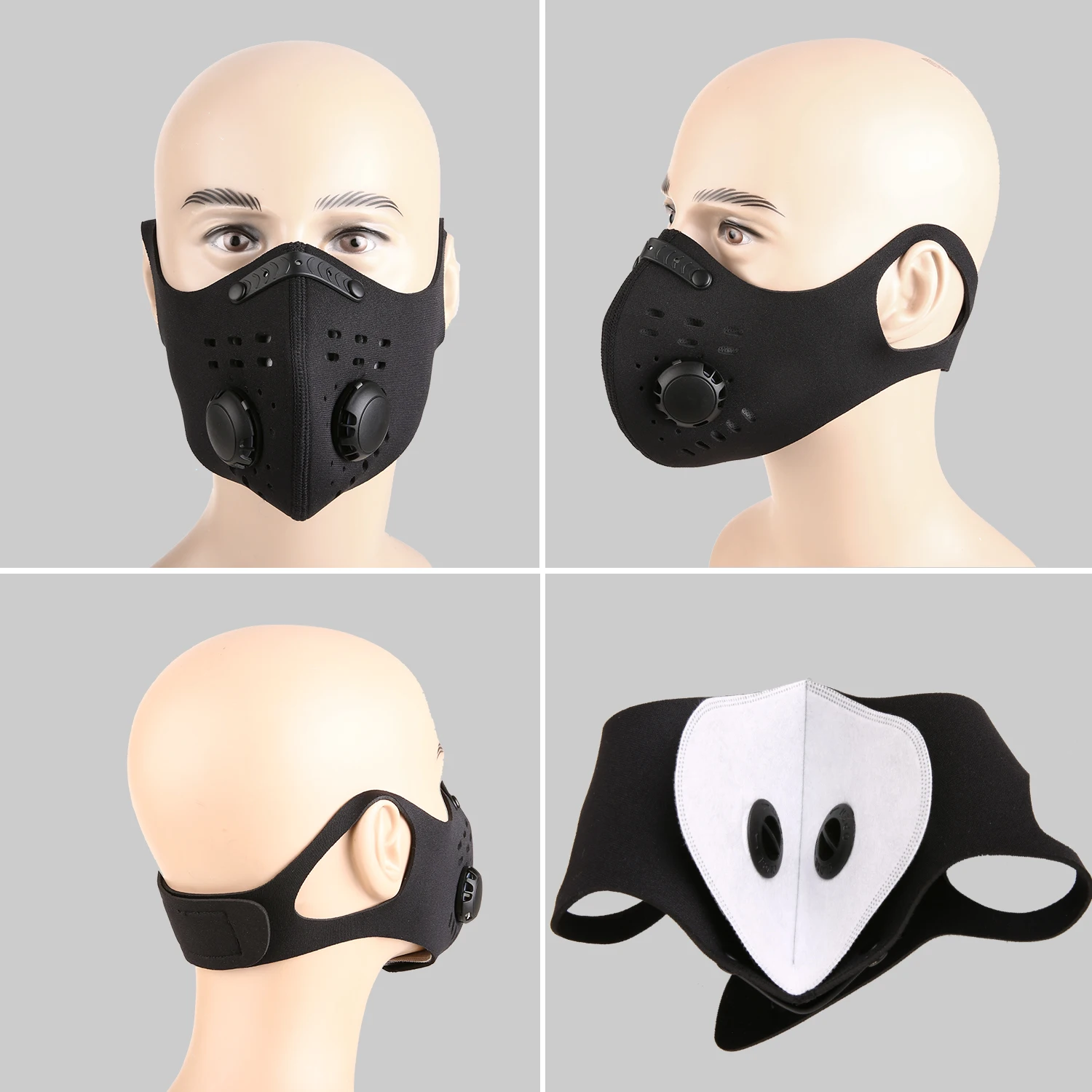 TOMSHOO Спортивная маска для лица с 5-слойным фильтром из активированного угля от