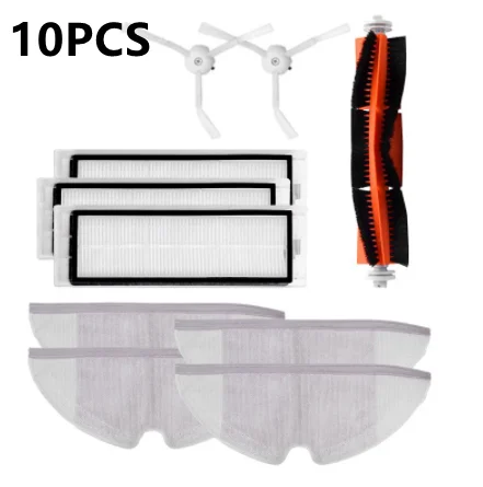 

10PCS Robot Vacuum Cleaner Parts Replacement Kit for Xiaomi Robo2 Robot S50 S51 Main Brush Filters Side Brushes Accessories