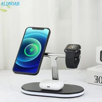 magnetic 3 in 1 wireless charger dock for iphone 12 pro max 15w fast wireless charging station for airpods pro iwatch 6 5 4 3 2