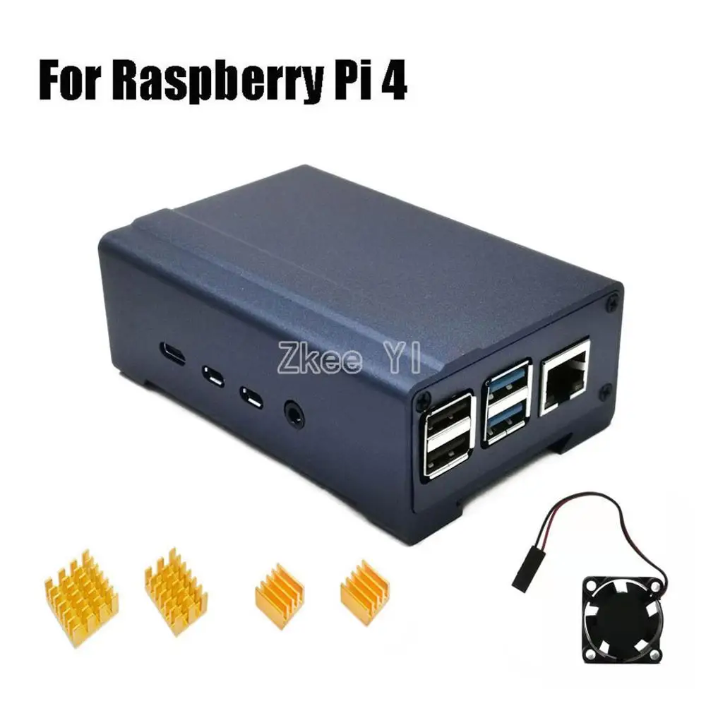 New Raspberry Pi 4 Aluminum Alloy Case with Cooling Fan and 4pcs Heatsinks for Model B | Компьютеры и офис