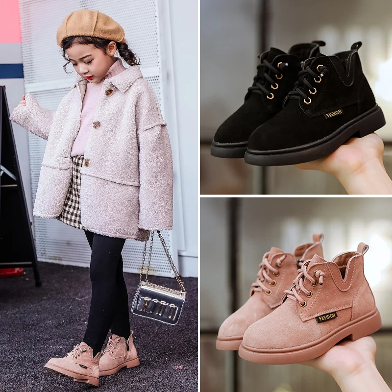 2019 зимние розовые ботинки для маленьких девочек замшевые кожаные малышей