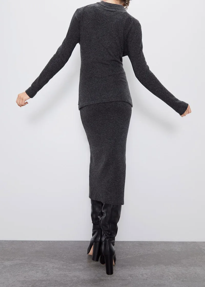 ZA Осень Зима Новый женский свитер Интеллектуальный простой дизайн чувство