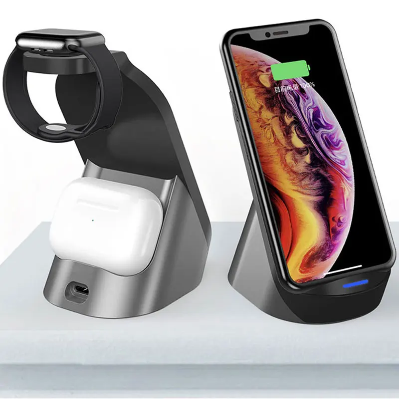 

5Pcs/Lot 3 In 1 Wireleess Charger Stand Quick Charing Holder For iPhone 12 11 XR Airpods Charge Dock Station Apple Watch Series