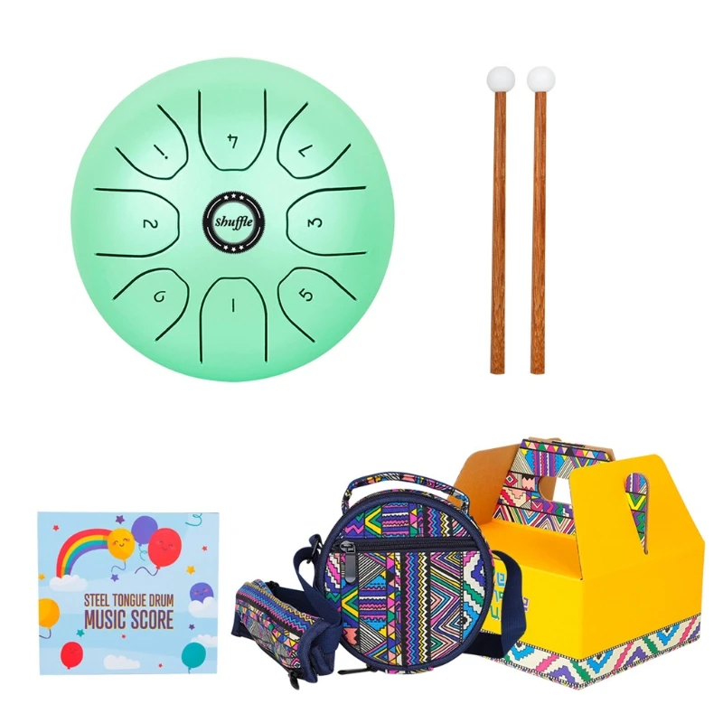 

5.5 Inch Mini 8-Tone Steel Tongue Drum Percussion Instrument Hand Pan Drum with Drum Mallets Carry Bags