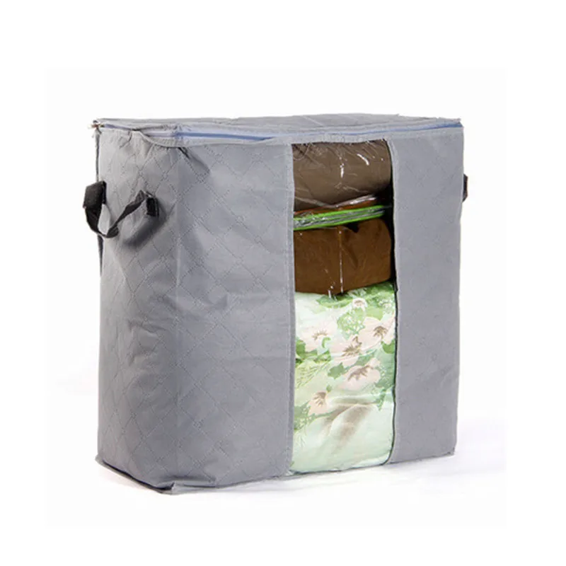 

Bamboo Portable Save Space Clothes Storage Bag Organizer 60*40*35cm Folding Closet Organizer For Pillow Quilt Blanket Bedding