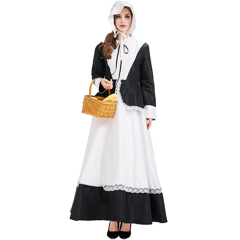 Women French Farm Peasant Woman Costume Servant Maid Ladies Farmer Outfit Fancy Dress