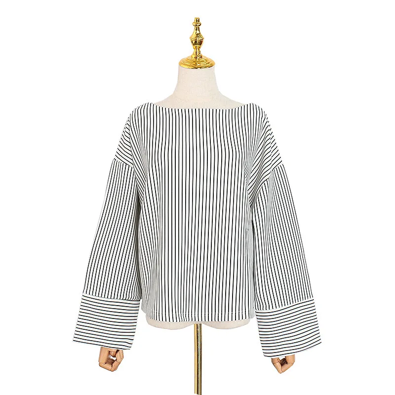 

Tide brand design feeling summer new fashion casual wind loose striped T-shirt women's fashion