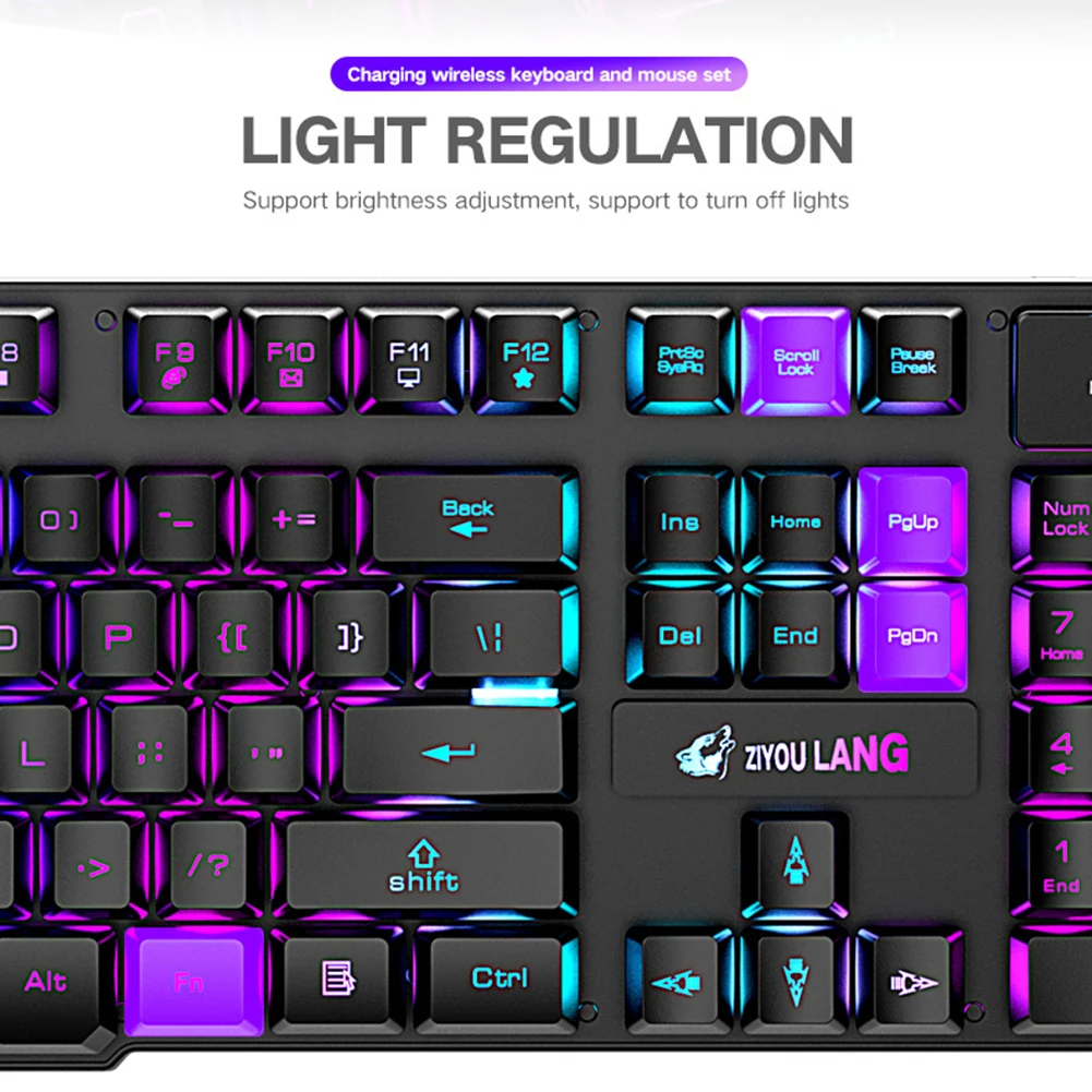 Красочный светодиодный подсветкой T3 Беспроводной PC Радуга Gaming Keyboard Мышь