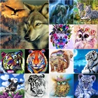 Алмазная 5D Вышивка Тигр, картина крестиком с изображением животных, полноразмерная мозаика с квадратными и круглыми стразами, домашний декор, подарок