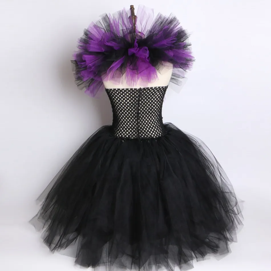 VOGUEON Deluxe Girl Maleficent; платье-пачка Феи ведьмы с повязкой на голову; Детские вечерние костюмы злой королевы на Хэллоуин; карнавальный костюм