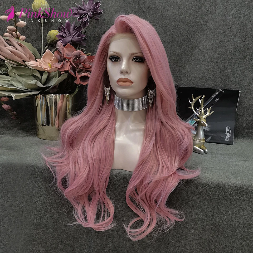 Парик из синтетического кружева PINKSHOW розовый и фиолетовый парик натурального