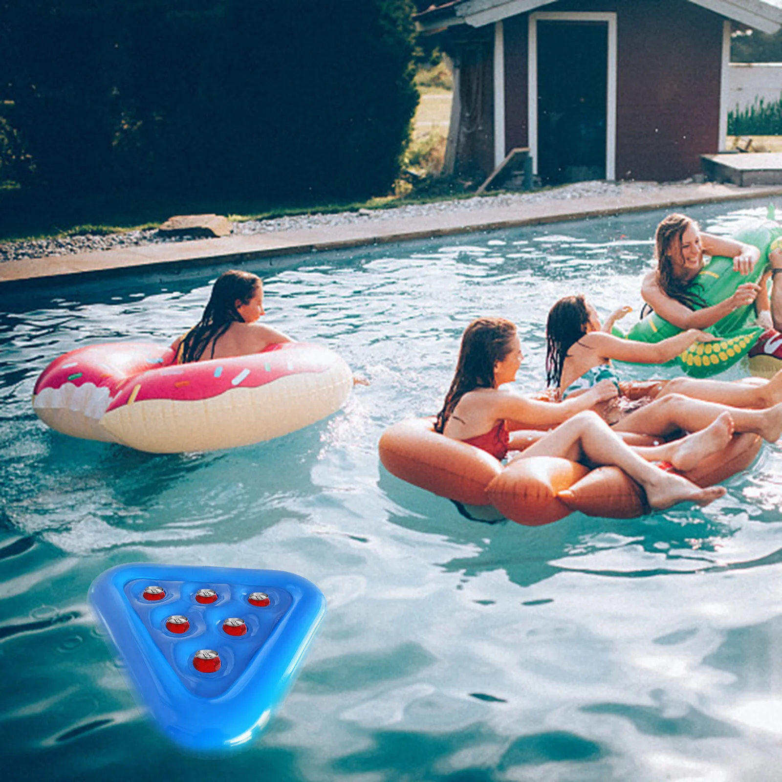 

Inflatable triangle floating beverage cup holder,Pool Cup Holder Inflatable Drink Holder Floating Cup Holder For Pool Party