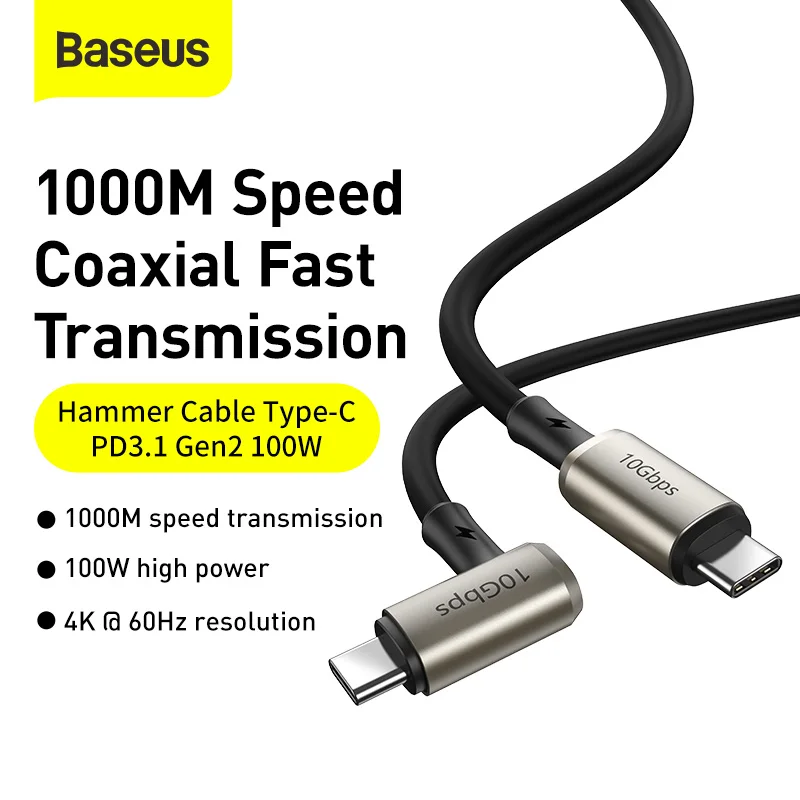 Кабель Baseus PD 3 1 100 Вт с USB Type C на для быстрой зарядки 4 0 шнур MacBook iPad Pro 4K @ 60 Гц USB-C Type-C