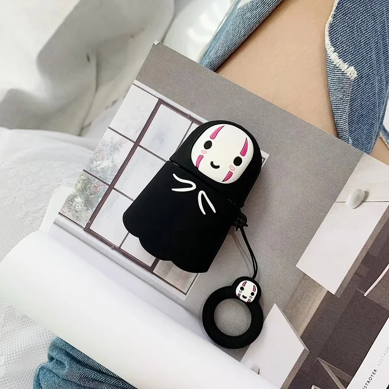 Spirited Away Japanese Anime Kaonashi Bluetooth Wireless EarphoneNo Face Man Faceless Earphone Cases For Apple Airpods 1 2 case