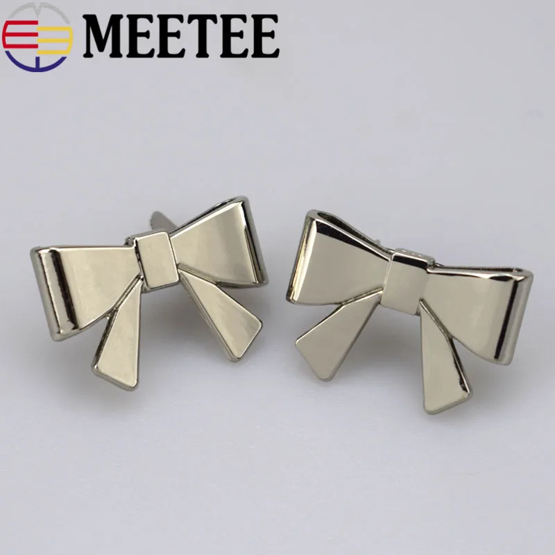 2шт Meetee 25*16 мм золото серебро сумка с бантом обувь клип Пряжка DIY Декор одежды пуговицы аксессуары F1-15