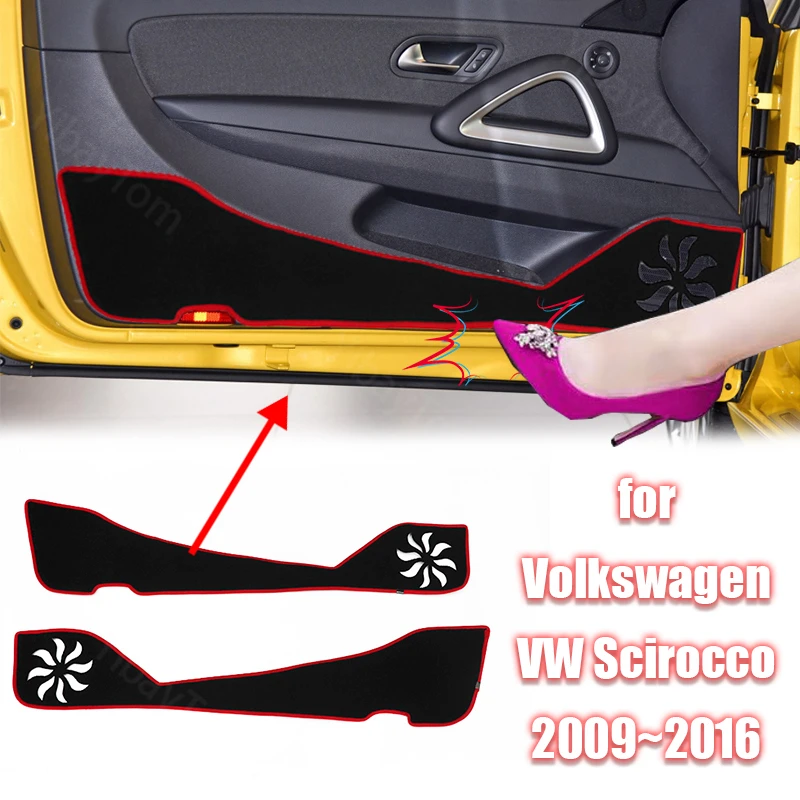 

Side Edge Guard Trim Accessories Protection Carpet Car Door Anti Kick Pad Sticker Protective Mat for Volkswagen Scirocco 2009~16