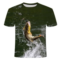 fashionable summer mens t shirt mens t shirt with 3d fishing print mens casual short t shirt