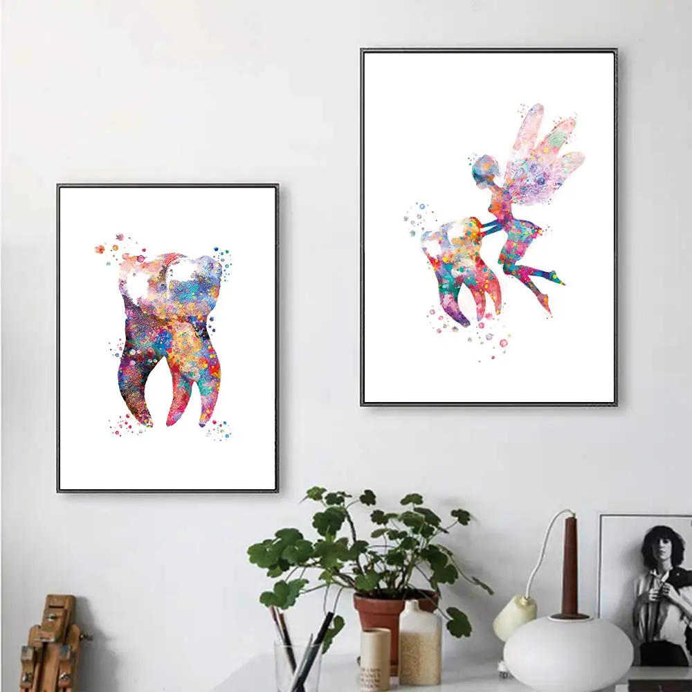 Картина с абстрактной зубами Художественная печать стоматологический гигиенист