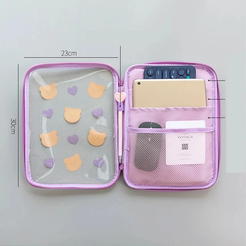 

For IPad Pro Storage Bag 2021 New Cute Bear Case 7.9 9.7 10.5 Inch Transparent Air 2/3/4 IPad 5th 6th 7th Tablet Sleeve Bag