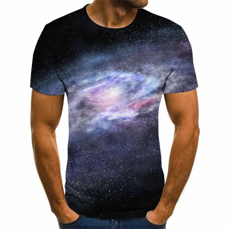 

2021 Fashion Men's t-Shirts Beautiful Starry Sky Tops 3D Printed Short-Sleeved Summer Round Neck Shirts Fashionable Streetwear