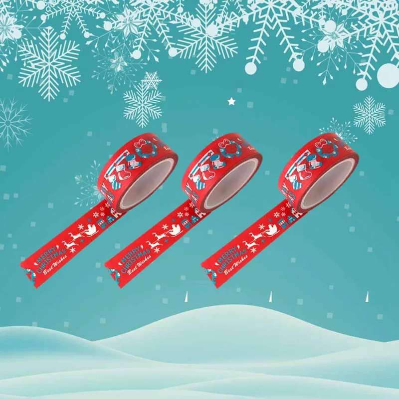 

1PC Christmas Decorative Washi Tape Masking Sticker Xmas Snowflake Tape Paper DIY Scrapbooking Adhesive Masking Stationery Tape