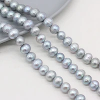 wholesale natural freshwater pearl grey round punch beads for women jewelry making diy necklace bracelet accessories gift 36cm