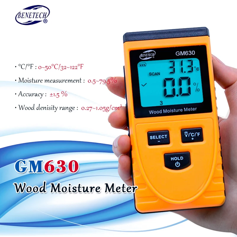 Цифровой ЖК дисплей индукционный измеритель влажности древесины тестер 0 ~ 50%