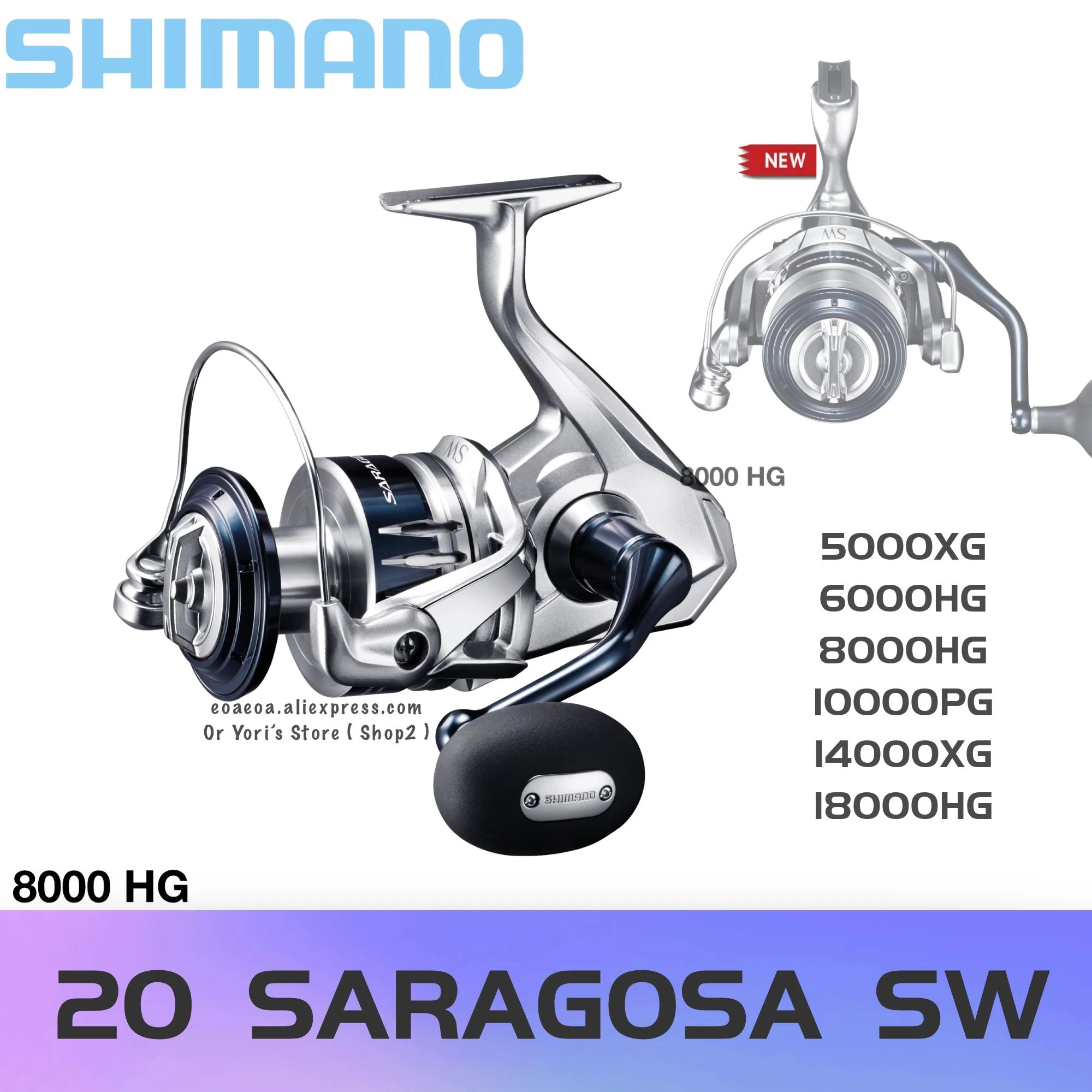 

New Shimano 20 SARAGOSA SW 5000XG 6000HG 8000HG 10000PG 14000XG 18000HG Spinning Fishing Reel Saltwater Jigging Reels
