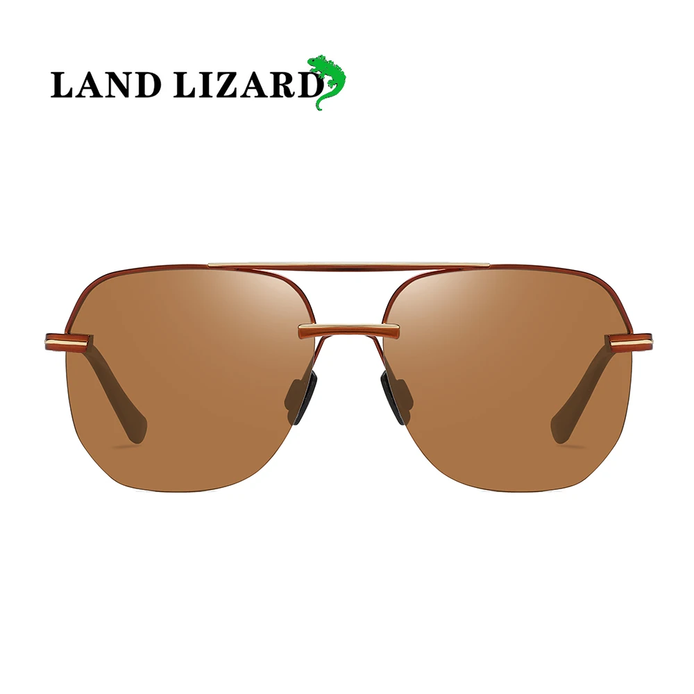 Мужские поляризационные солнцезащитные очки без оправы квадратные для вождения