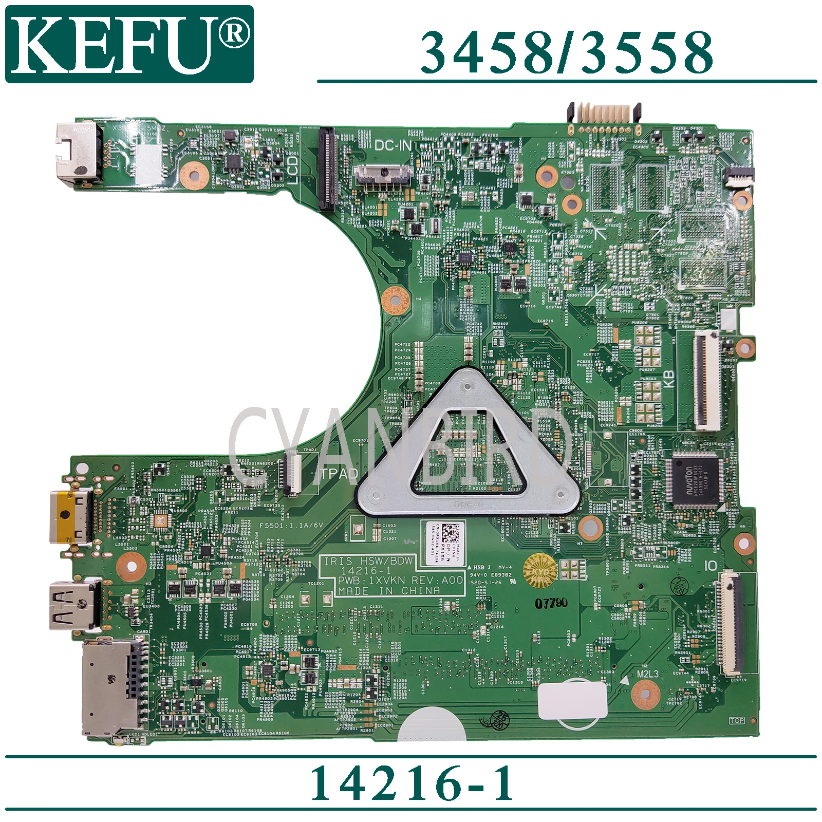 KEFU 14216-1 оригинальная материнская плата для ноутбука Dell Inspiron 14-3458 15-3558 с I3-4010U/4005U |