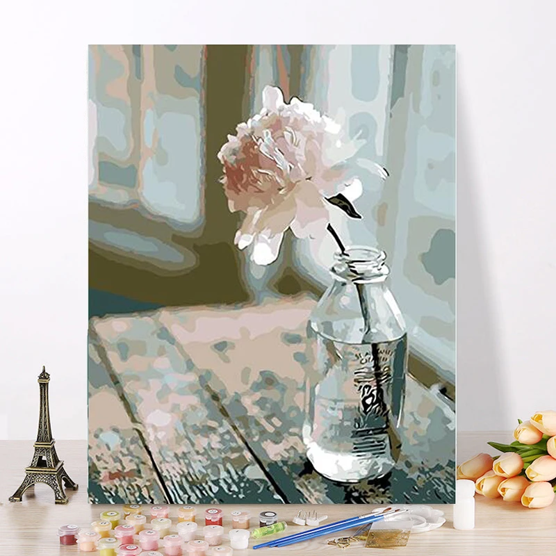 Ваза для цветов чашка бескаркасная цифровая краска рисования по номерам