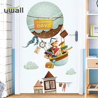 cartoon animals hot air balloon wall stickers kids room wall sticker home decoration self adhesive stickers living room decor