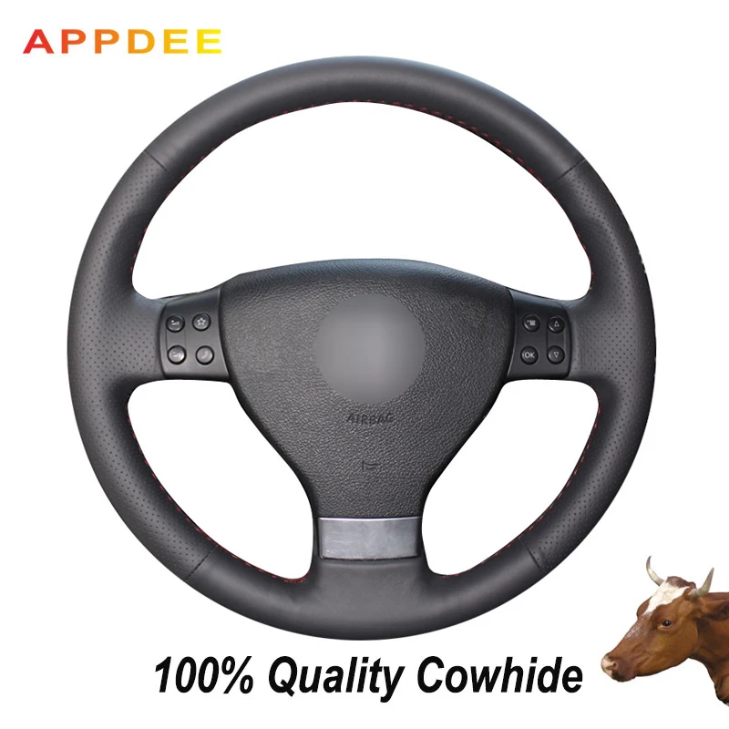 APPDEE черная натуральная кожа чехол рулевого колеса автомобиля для Volkswagen Golf 5 Mk5 VW