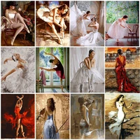 gatyztory diy pictures by numbers ballet girl kits drawing canvas handpainted oil painting by number dancer figure home decor