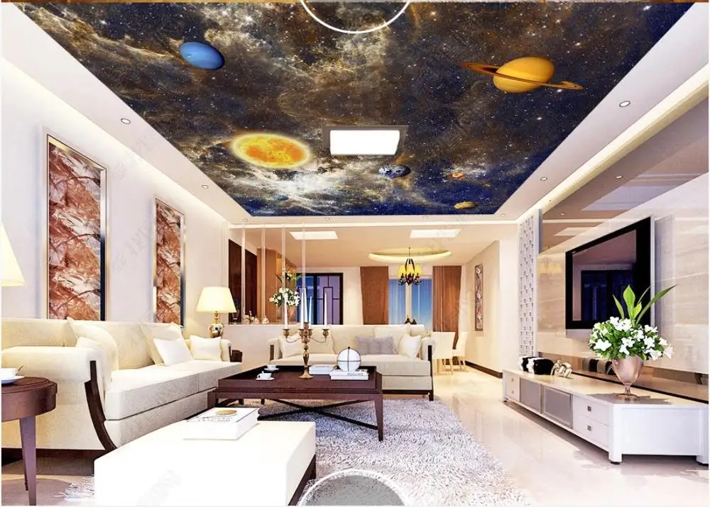 Custom ceiling wallpaper 3d mural living room Fantasy universe starry sky solar system | Обустройство дома