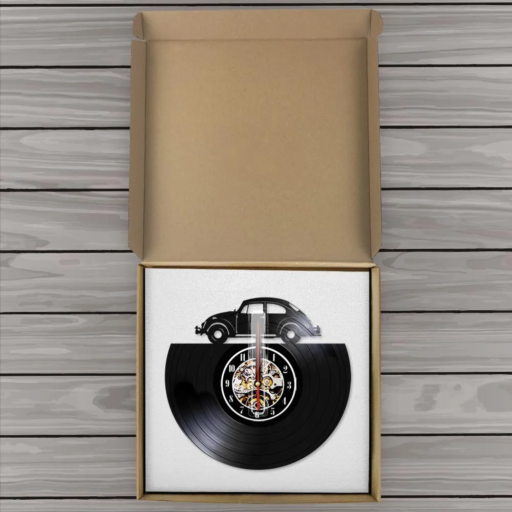 Винтажные настенные часы из переработанного материала в стиле ретро с виниловой