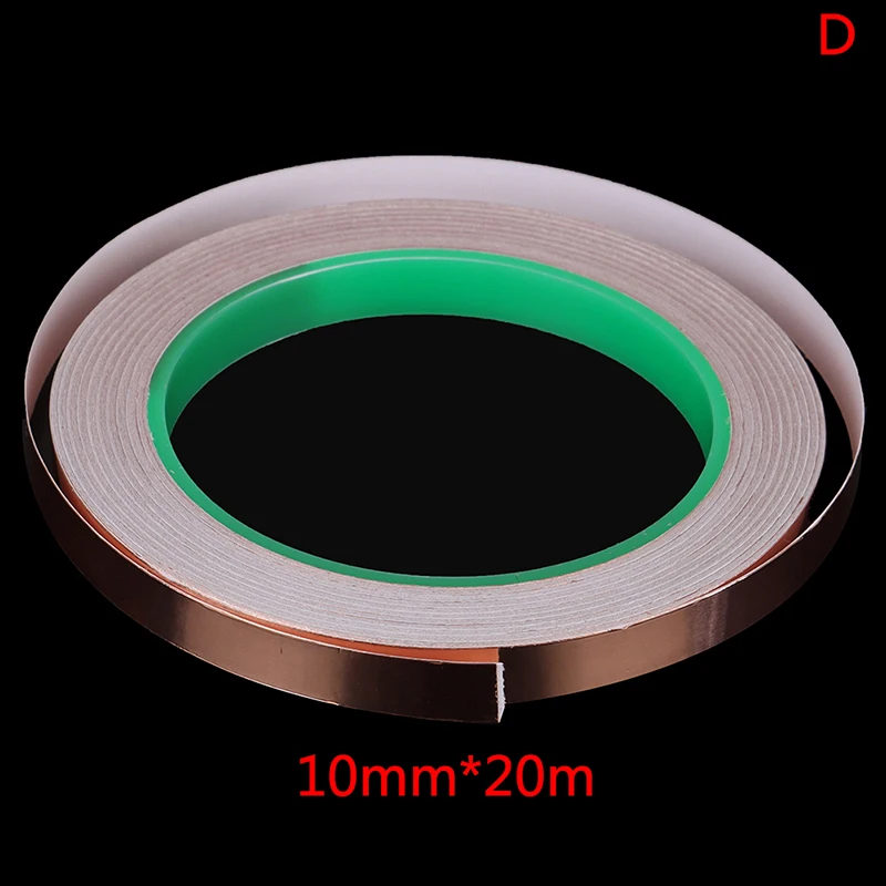

20 Meters Single Side Conductive Copper Foil Tape Strip Adhesive EMI Shielding Heat Resist Tape 5mm 6mm 8mm 10mm